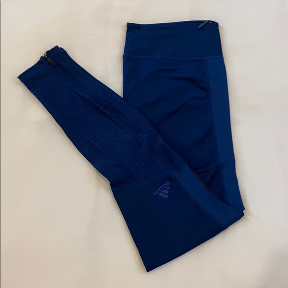 Adidas Supernova Climalite Blue Cut Out Leggings - Picture 1 of 10